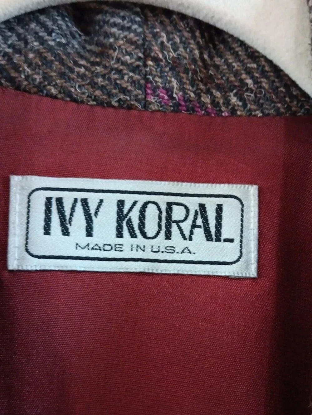 VINTAGE Ivy Koral Wool & Silk Blend Oversized Striped Blazer - Size Small